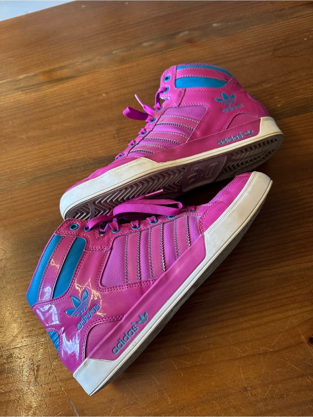 adidas Originals Hardcourt Hi Vivid Pink Blue High Tops - Size 8.5